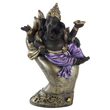 Decorative Purple, Gold & Black Ganesh - Lying In Hand