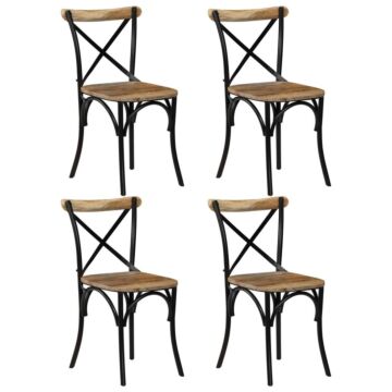 Vidaxl Cross Chairs 4 Pcs Black Solid Mango Wood
