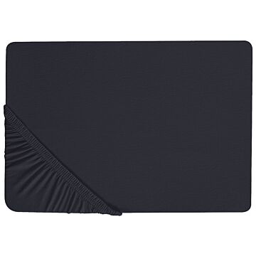 Fitted Sheet Black Cotton 90 X 200 Cm Elastic Edging Solid Pattern Classic Style For Bedroom Beliani