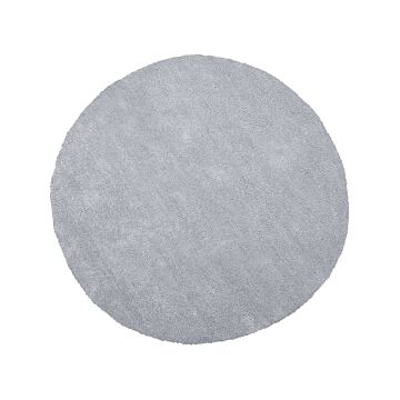 Shaggy Area Rug Light Grey 140 Cm Modern High-pile Machine-tufted Round Carpet Beliani