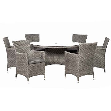 Paris 6 Seater Round Carver Dining Set140cm Table With 6 Carver Chairs Including Cushions