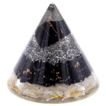 Orgonite Cone - Selenite And Black Tourmaline Copper - 9cm