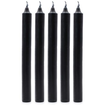 Solid Colour Dinner Candles - Rustic Black - Pack Of 5
