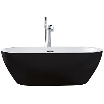 Bath Black With Silver Sanitary Acrylic Single 1700 X 750 Mm Freestanding Modern Design Beliani