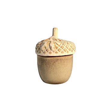 Ceramic Acorn Pot With Lid 13.5cm