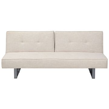 Sofa Bed Beige Fabric Upholstery 3 Seater Reclining Split Backrest Beliani