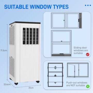 Homcom 7,000 Btu Mobile Air Conditioner, 15m², Smart Home Wifi, With Dehumidifier, Fan, 24h Timer, Window Kit, White