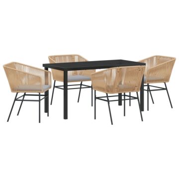 Vidaxl Set Of 3 Brown And Light Grey Pe Rattan Seat Size: 49 X 47.5 Cm