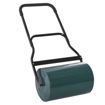 Outsunny 40l Lawn Roller Drum Scraper Bar Collapsible Handle Water Or Sand Filled Φ32cm Green