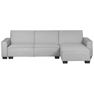Corner Sofa Bed Grey Fabric Upholstered 3 Seater Left Hand L-shaped Bed Beliani