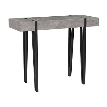 Console Table Light Grey Top Black Metal Hairpin Legs 100 X 40 Cm Rectangular Industrial Style Beliani