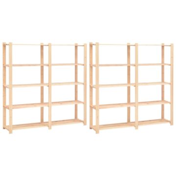 Vidaxl 5-tier Storage Racks 2 Pcs 170x38x170 Cm Solid Pinewood 500 Kg