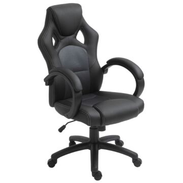 Vinsetto High-back Office Chair Faux Leather Swivel Computer Desk Chair For Home Office With Wheels Armrests Black