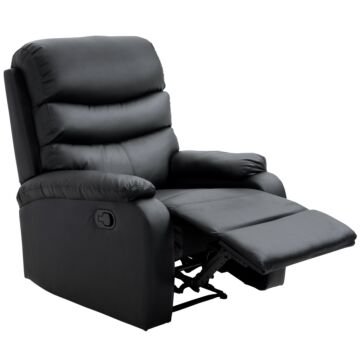 Homcom Single Recliner Sofa Pu Leather Armchair Padded Armrest Reclining Cinema Chair Living Room Lounge (black)