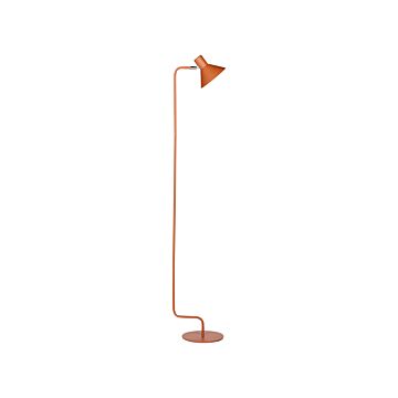 Floor Lamp Orange Metal 154 Cm Adjustable Cone Shade On-off Switch Lighting