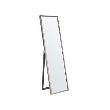 Standing Mirror Silver Glass Synthetic Material 40 X 140 Cm With Stand Modern Design With Frame Beliani