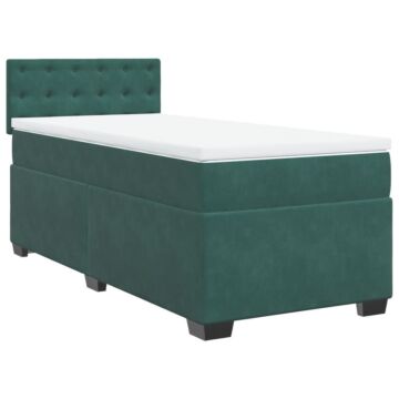 Vidaxl Box Spring Bed With Mattress Dark Green 80x200 Cm Velvet