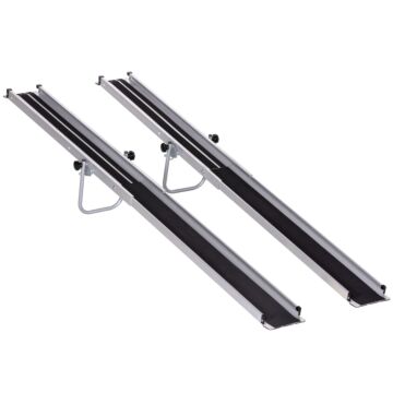 Homcom 2pcs Telescopic Wheelchair Ramps, 244l X 19.5wcm, 270kg, Folding Aluminium Door Threshold Ramps For Home, Mobility Scooters, Doorways, Steps, Stairs, With Non-slip Surface, Carrying Bag