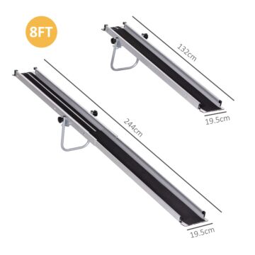 Homcom 2pcs Telescopic Wheelchair Ramps, 244l X 19.5wcm, 270kg, Folding Aluminium Door Threshold Ramps For Home, Mobility Scooters, Doorways, Steps, Stairs, With Non-slip Surface, Carrying Bag