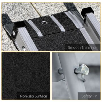 Homcom 2pcs Telescopic Wheelchair Ramps, 244l X 19.5wcm, 270kg, Folding Aluminium Door Threshold Ramps For Home, Mobility Scooters, Doorways, Steps, Stairs, With Non-slip Surface, Carrying Bag