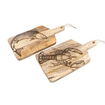 Pair Of Engraved Chopping Boards Lobster And Salmon