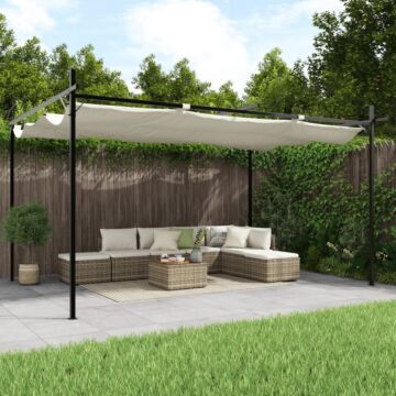 Vidaxl Pergola With Retractable Roof Cream 395x292x230 Cm