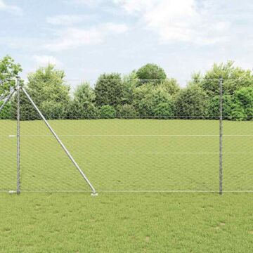 Vidaxl Hexagon Fence 1.5x50 M Galvanised Steel, Vidaxl Fence Posts With Spike 13 Pcs Ø32 Mm 170 Cm Galvanised Steel