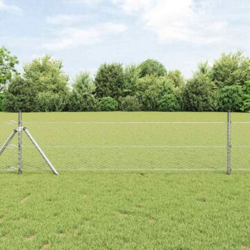 Vidaxl Hexagon Fence 0.8x100 M Galvanised Steel, Vidaxl Fence Posts 13 Pcs Ø32 Mm 120 Cm Galvanised Steel
