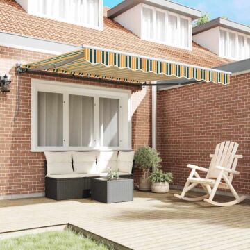 Vidaxl Retractable Awning Manual Green And Yellow 350x250 Cm