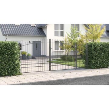 Vidaxl Garden Gate With Spear Top Grey 195x500 Cm Steel