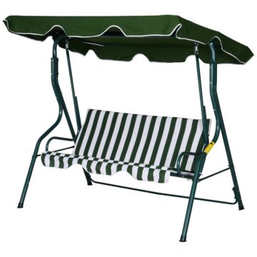 Outsunny Steel 3-seater Swing Chair W/ Canopy Green