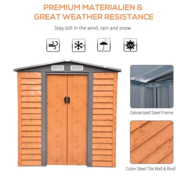 Outsunny 6 X 5 Ft Garden Storage Shed Apex Store For Gardening Tool With Foundation And Ventilation, Brown