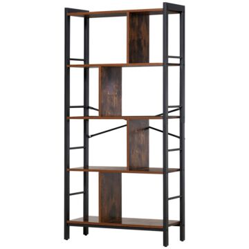Homcom Vintage Industrial Style Storage Shelf Bookcase Closet Display Rack Kitchen Organizer With 4 Shelves, Metal Frame For Living Room Study