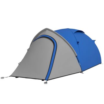 Outsunny Dome Tent For 2 Person Camping Tent With Large Windows, Waterproof Blue And Grey