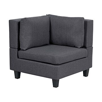 Corner 1-seat Section Dark Grey Polyester Fabric Upholstered Armchair With Cushion Module Piece Modular Sofa Element Beliani