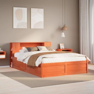 Vidaxl Bed Frame Without Mattress Wax Brown 135x190 Cm Double Solid Wood Pine