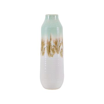 Flower Vase Multicolour Stoneware 35 Cm Decorative Waterproof Watercolour Effect Decor Piece Beliani