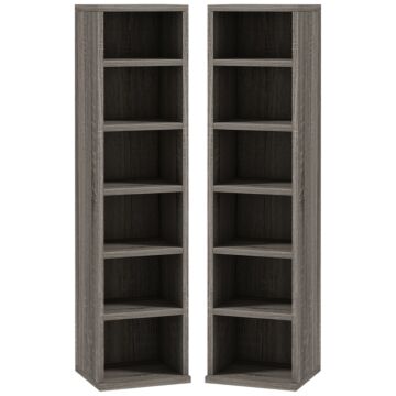 Homcom Cd Media Display Shelf Unit Tower Rack With Adjustable Shelves, Set Of 2