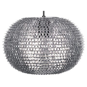 Pendant Lamp Silver Metal Globe Light Sparkle Scales Beliani