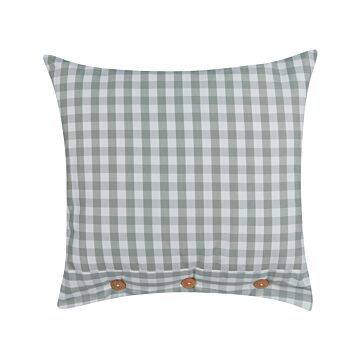 Decorative Cushion Green And White Chequered Pattern 45 X 45 Cm Buttons Modern Décor Accessories Bedroom Living Room Beliani