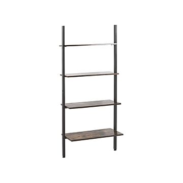 4-tier Ladder Bookcase Dark Wood Black Iron Frame Shelves Industrial Living Room Beliani