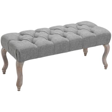 Homcom Tufted Upholstered Accent Bench Window Seat Bed End Stool Fabric Ottoman For Living Room, Bedroom, Hallway