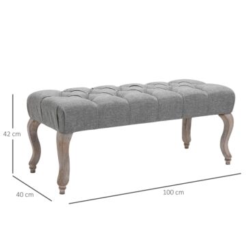 Homcom Tufted Upholstered Accent Bench Window Seat Bed End Stool Fabric Ottoman