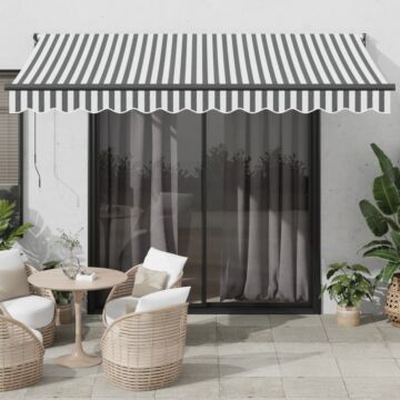 Vidaxl Retractable Awning Anthracite And White 3.5x2.5 M Fabric&aluminium