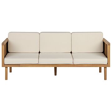 Garden Sofa Acacia Wood 76 Cm White Seating Cushion Padding Slatted Design Outdoor Patio Modern Style Beliani