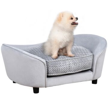 Pawhut Pet Sofa, Dog Bed, With Removable Padded Cushion, For Miniature And Small Dogs - Grey