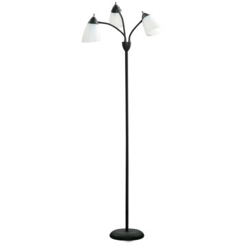 Homcom Arc Tree Floor Lamp With 3 Adjustable Rotating Lights, For Bedroom Living Room, Industrial Standing Lamp With Steel Frame, Black