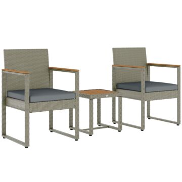 Outsunny Three-piece Rattan Chair Set - Grey
