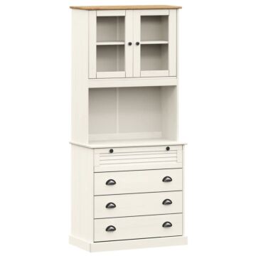 Vidaxl Highboard Vigo White 80x40x176 Cm Solid Wood Pine