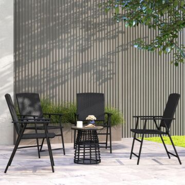 Outsunny Set Of Four Folding Rattan Seat Chairs - Black